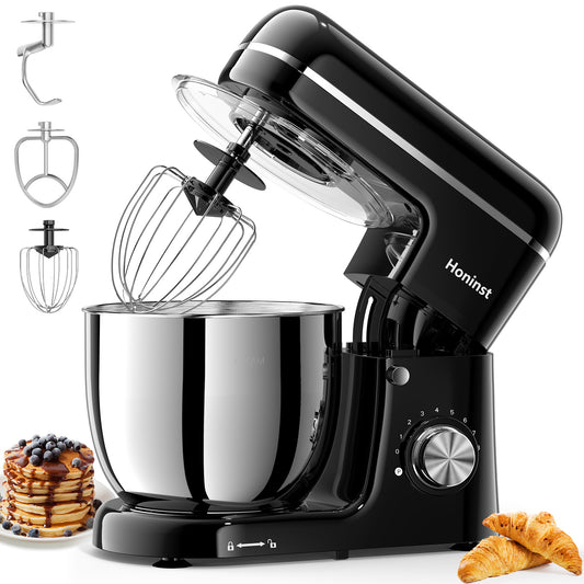 Honinst 5.5 QT Stand Mixer, Lightweight 8+P Speeds with Tilt-Head Electric Mixer, Kitchen Mixer with Dough Hook, Whisk, Beater, Bowl for Baking, Cake and Most Home Cooks