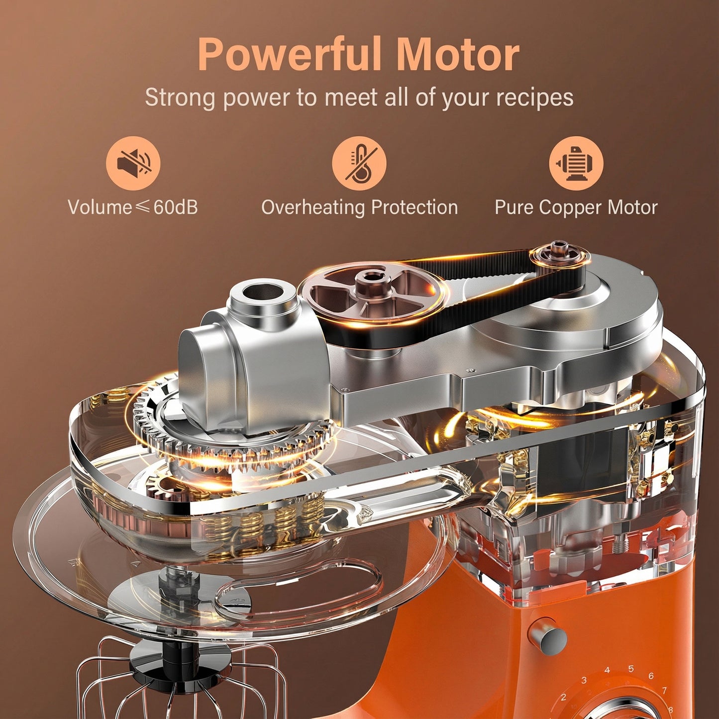 Honinst 6 QT Stand Mixer, Lightweight 8+P Speeds with Tilt-Head Electric Mixer, Kitchen Mixer with Dough Hook, Whisk, Beater, Bowl for Baking, Cake and Most Home Cooks