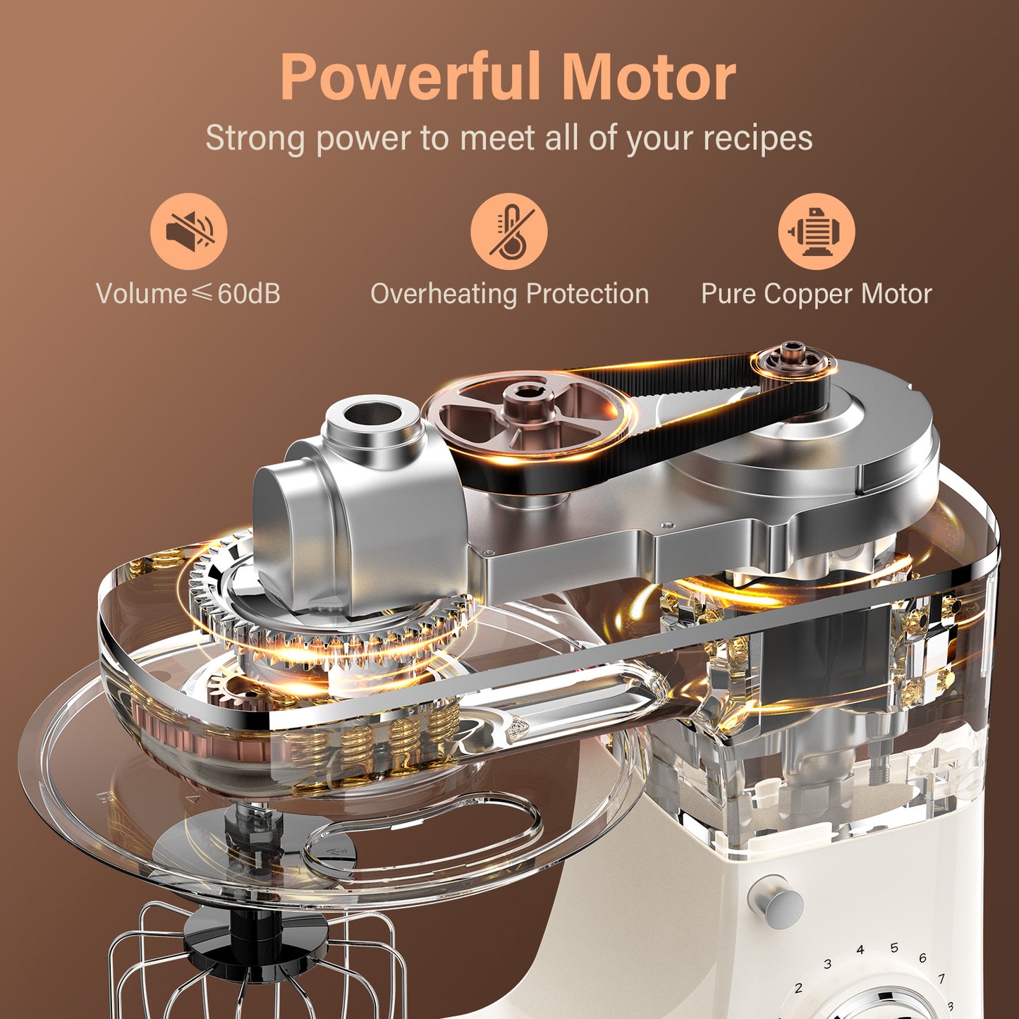 Honinst 6 QT Stand Mixer, Lightweight 8+P Speeds with Tilt-Head Electric Mixer, Kitchen Mixer with Dough Hook, Whisk, Beater, Bowl for Baking, Cake and Most Home Cooks