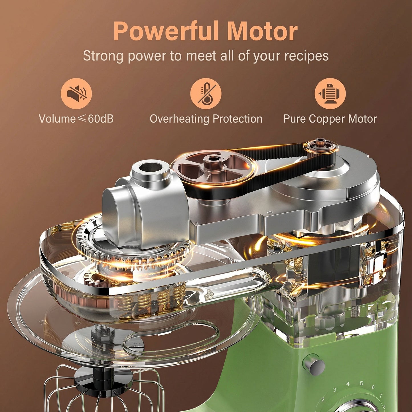 Honinst 6 QT Stand Mixer, Lightweight 8+P Speeds with Tilt-Head Electric Mixer, Kitchen Mixer with Dough Hook, Whisk, Beater, Bowl for Baking, Cake and Most Home Cooks