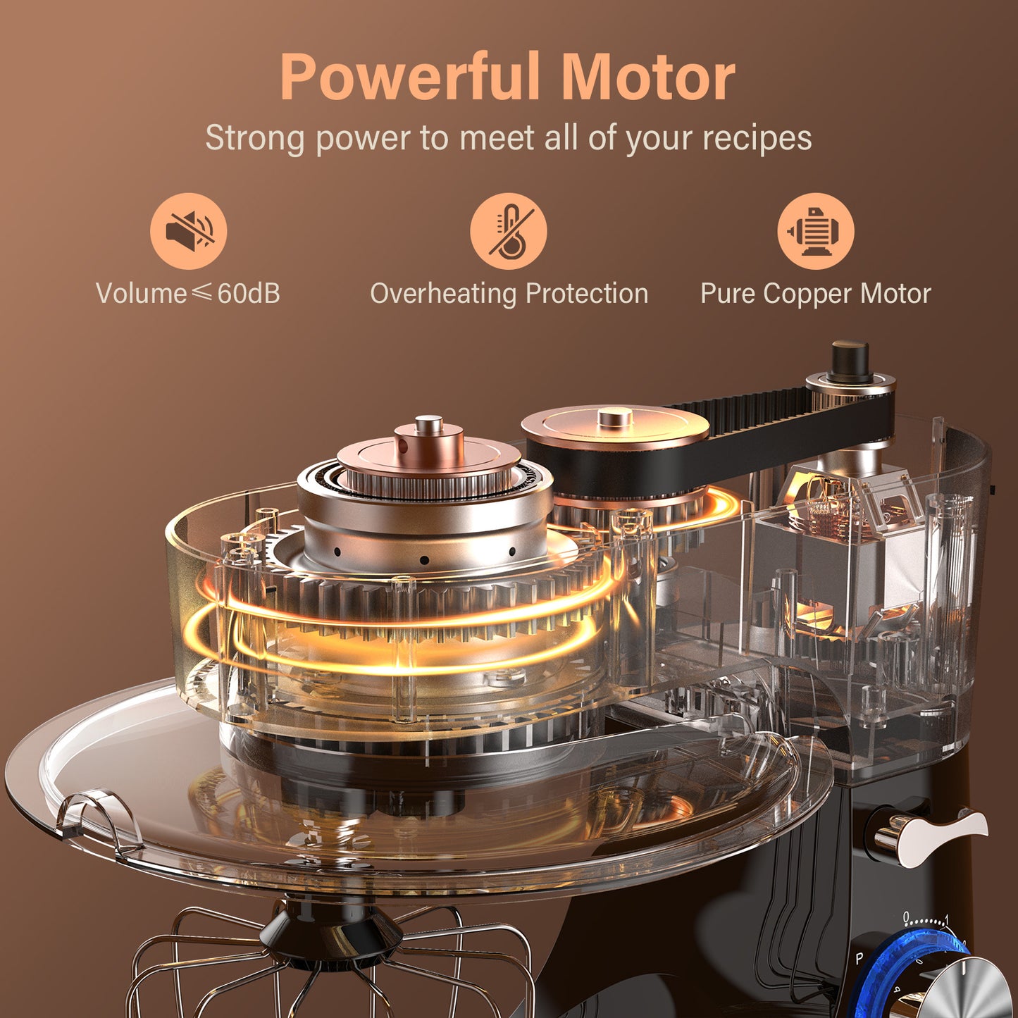 Honinst 5.5 QT Stand Mixer, Lightweight 10+P Speeds with Tilt-Head Electric Mixer, Kitchen Mixer with Dough Hook, Whisk, Beater, Bowl for Baking, Cake and Most Home Cooks