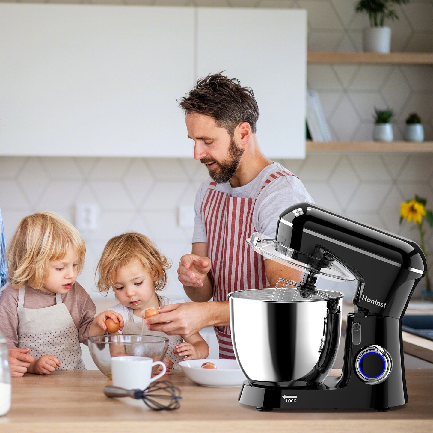 Honinst 6.5 QT Electric Stand Mixer, 10+P Speeds Lightweight with Tilt-Head Kitchen Stand Mixer, Dough Hook, Whisk, Beater and Bowl, Food Mixer for Baking, Cake and Most Home Cooks